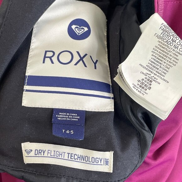 Roxy Kids Ski Snowboard Snow Bib Overalls T 4-5 Purple Dry Flight Technology - Picture 3 of 9